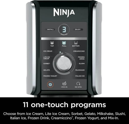 Ninja NC301 CREAMi Ice Cream Maker, for Gelato, Mix-ins, Milkshakes, Sorbet, Smoothie Bowls & More, 7 One-Touch Programs, with (2) Pint Containers & Lids, Compact Size, Perfect for Kids, Silver