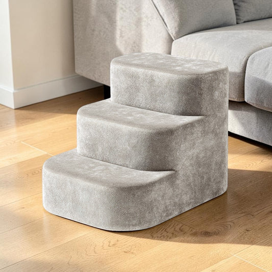 Skvonm Orthopedic Curved 3-Step Foam Pet Stairs