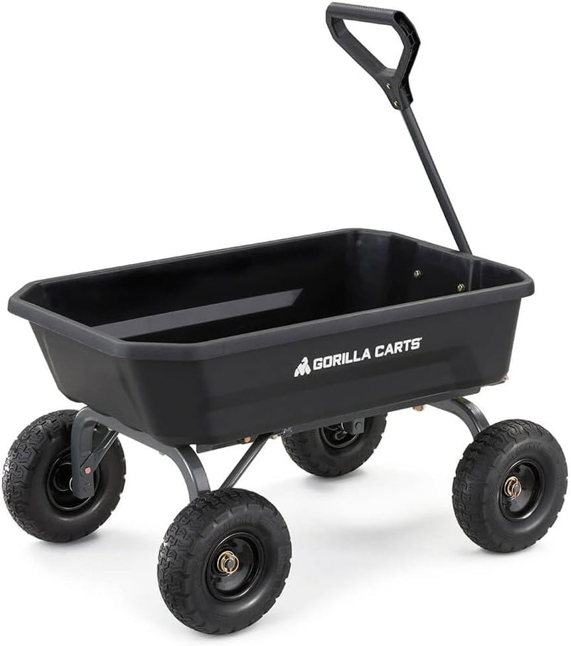 7GCG-NF Heavy-Duty Poly Dump Garden Cart with No-Flat Tires, 7 Cubic Feet, 1200-Pound Capacity, Black, Amazon Exclusive