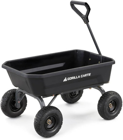 7GCG-NF Heavy-Duty Poly Dump Garden Cart with No-Flat Tires, 7 Cubic Feet, 1200-Pound Capacity, Black, Amazon Exclusive