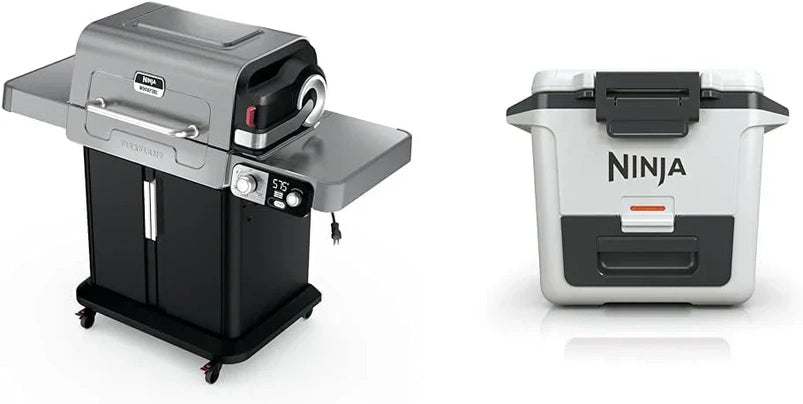 Ninja FlexFlame, Grill and Smoker, Electric and Propane Grill, Roaster, BBQ Grill, 5-in-1 Cooking System, 3 Burner, Digital Control, Outdoor Cooking, Griddle, Pizza Maker, Stainless Steel, PG301