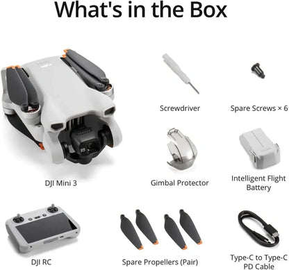 DJI Mini 3, Drones with Camera for Adults 4K, 38-min Flight Time, up to 32800ft (10km) Video Transmission, True Vertical Shooting, GPS Auto Return Integrated, Mini Drone with Camera for Beginners