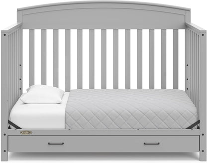 5-in-1 Convertible Baby Bed (with drawers, white) - Green Guardian Gold Certification, built-in baby bed storage drawer, convertible to toddler bed, day bed and full-size bed