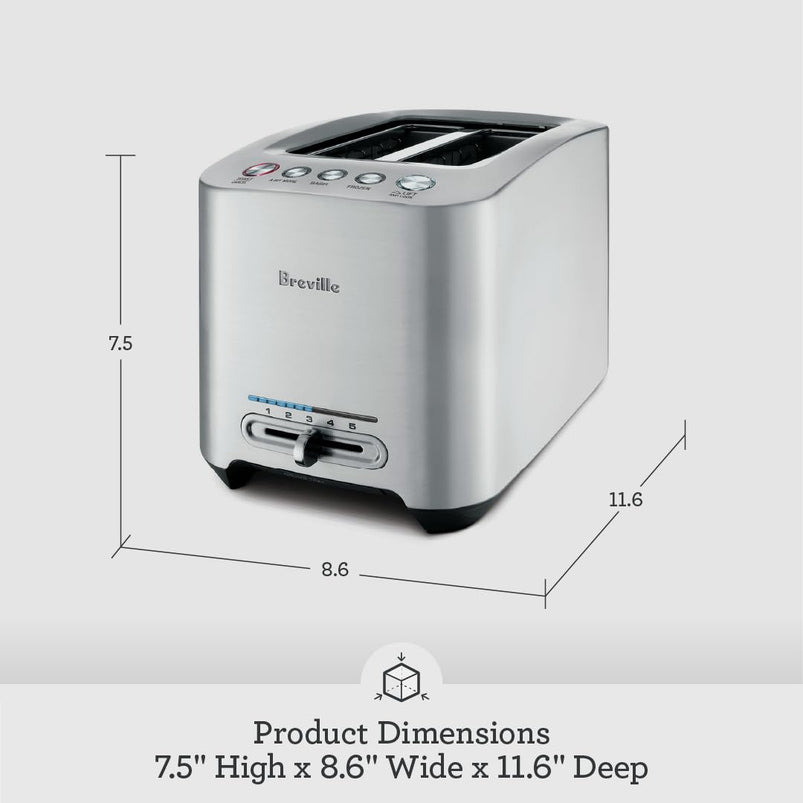 Breville Die-Cast Smart Toaster, 2-Slice, Brushed Stainless Steel