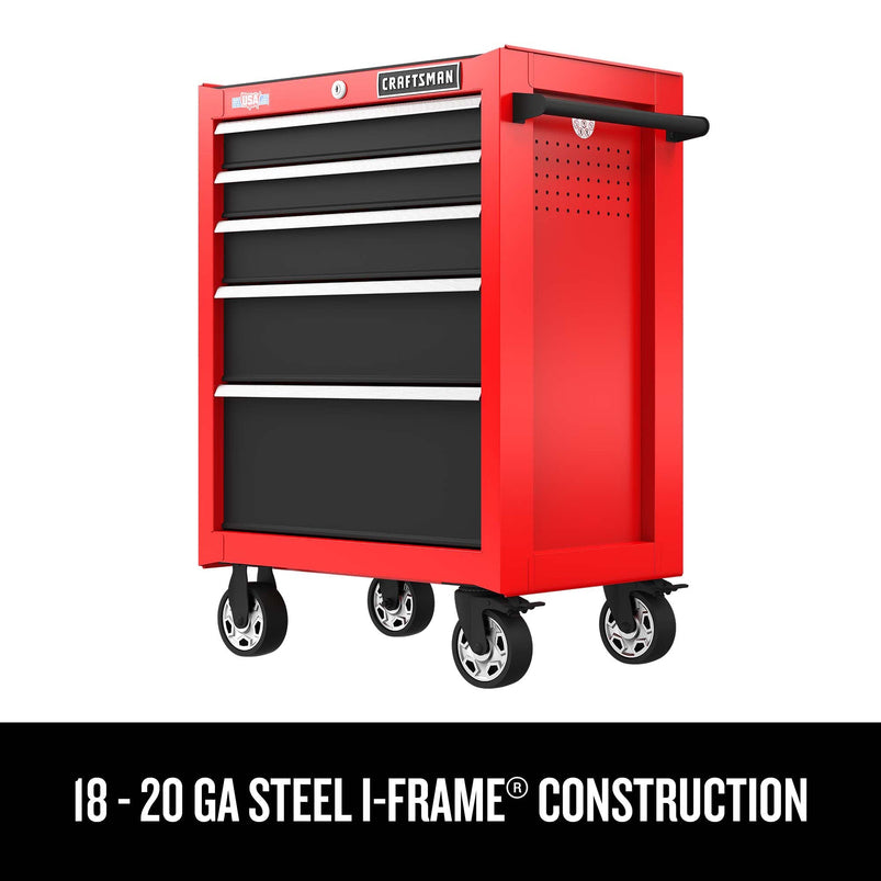 2000 Series 26-in W x 36.5-in H 5-Drawer Steel Rolling Cabinet (Red)