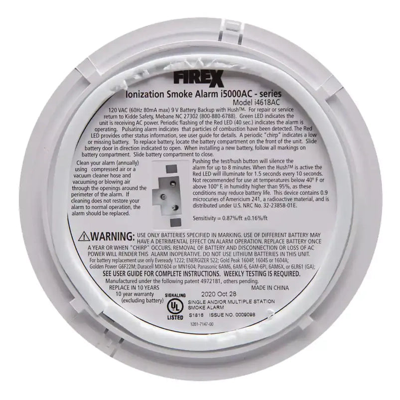 Pack Hardwired Smoke Alarm with Ionization Sensor, 120V AC, 9V Battery Backup