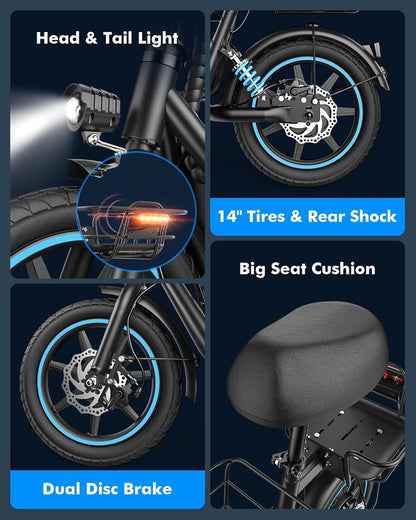 Electric Scooter with Large Basket, 550W Motor