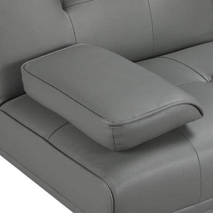 Yaheetech Convertible Sofa Bed Adjustable Couch Sleeper Modern Faux Leather Home Recliner Reversible Loveseat Folding Daybed Guest Bed, Removable Armrests, Cup Holders, 3 Angles, 772lb Capacity, Black