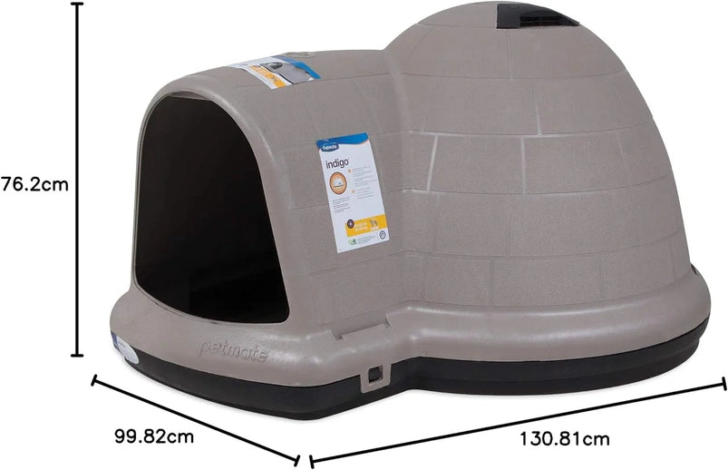 Petmate Indigo Dog House (Igloo Dog House, Made in USA with 90% Recycled Materials, All Weather Protection Pet Shelter) for XL Dogs 90 to 125 pounds, Made in USA