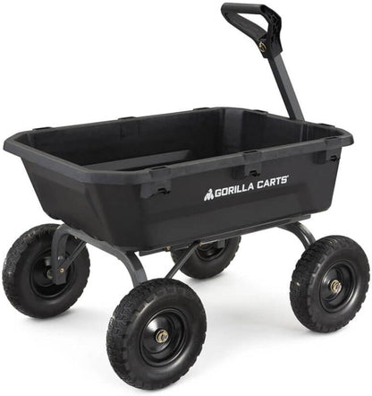 7GCG-NF Heavy-Duty Poly Dump Garden Cart with No-Flat Tires, 7 Cubic Feet, 1200-Pound Capacity, Black, Amazon Exclusive