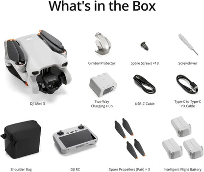 DJI Mini 3, Drones with Camera for Adults 4K, 38-min Flight Time, up to 32800ft (10km) Video Transmission, True Vertical Shooting, GPS Auto Return Integrated, Mini Drone with Camera for Beginners
