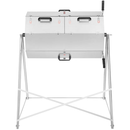 Premium 33 Gallon Steel Outdoor Compost Tumbler Bin With Dual-Chamber
